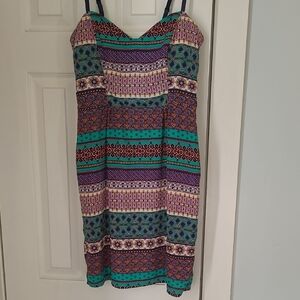 Mystic Green and Purple Sundress Sleeveless Mini
